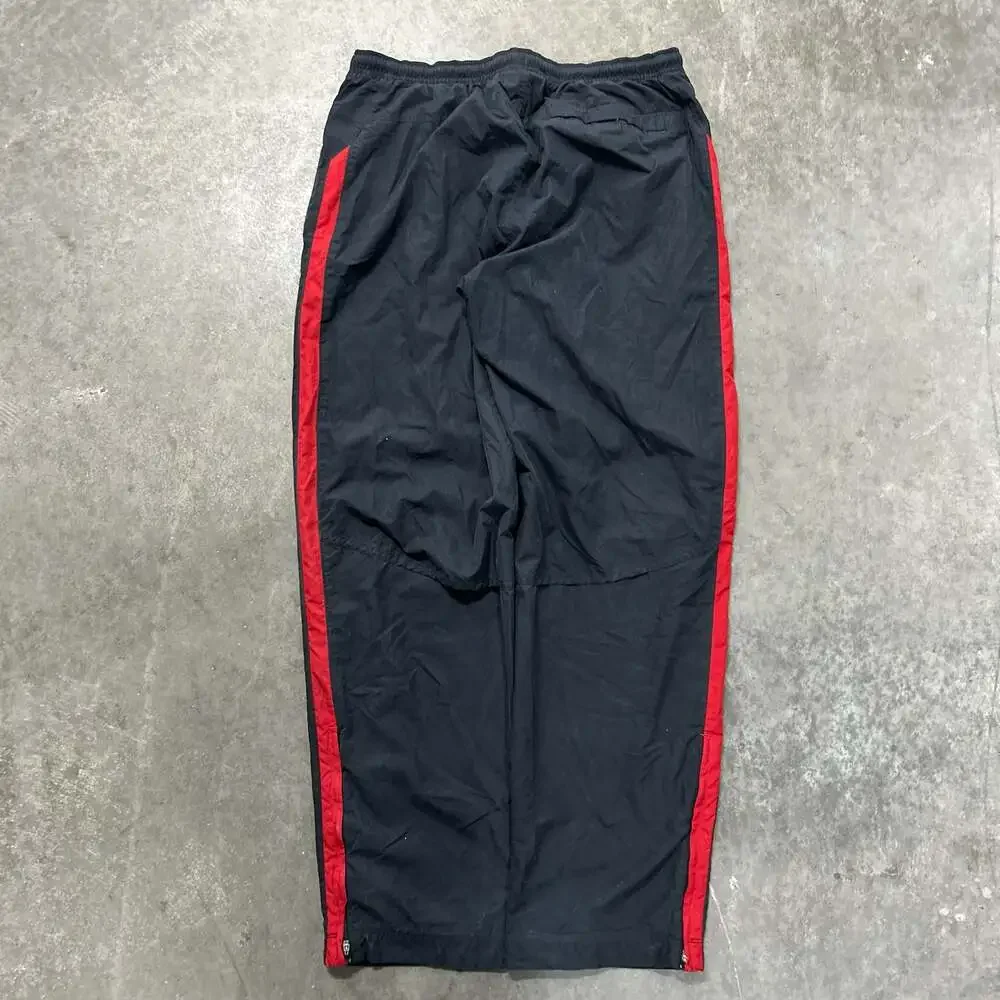 Vintage Nike Nylon Track Pants Black Red Striped Size Large